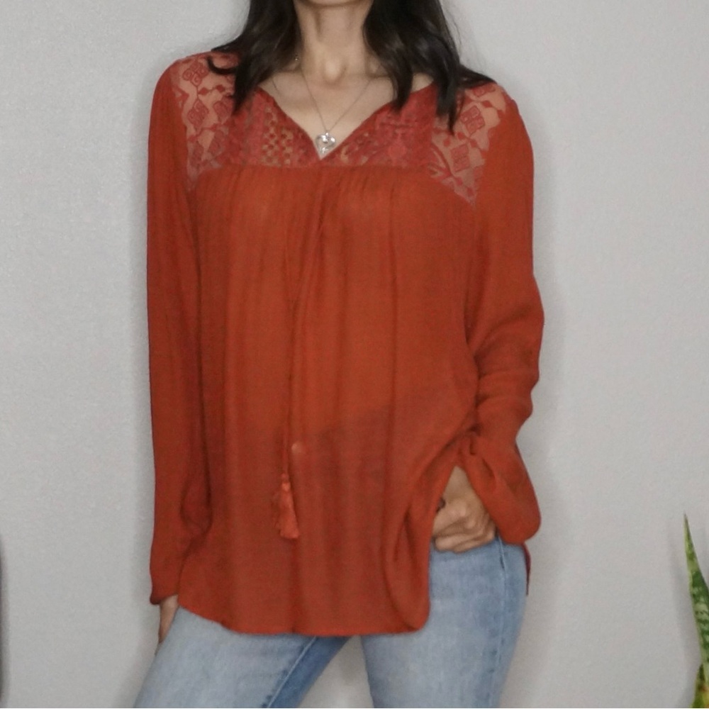Maurices Burnt Orange Plus Size Long Sleeve Top - Picture 2 of 12